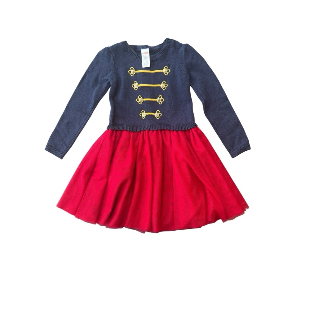Gymboree Girls 6 Long Sleeve Nutcracker Knit Sweater Dress Christmas Red Tule